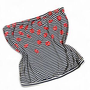 Marc by Marc jacobs navy & white stripe tube top, lips print and gold details